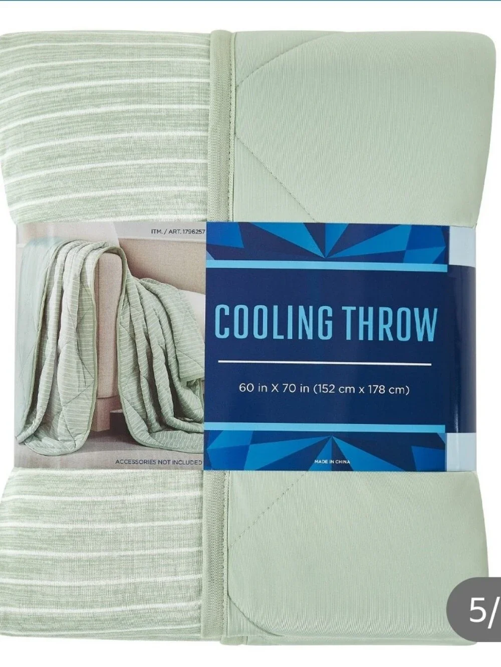 (Ew)Cooling Throw Lightweight Mint Green  Stripe Throw